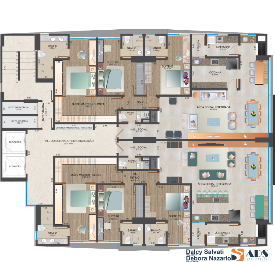 Apartamento 140 m² - 3 suítes